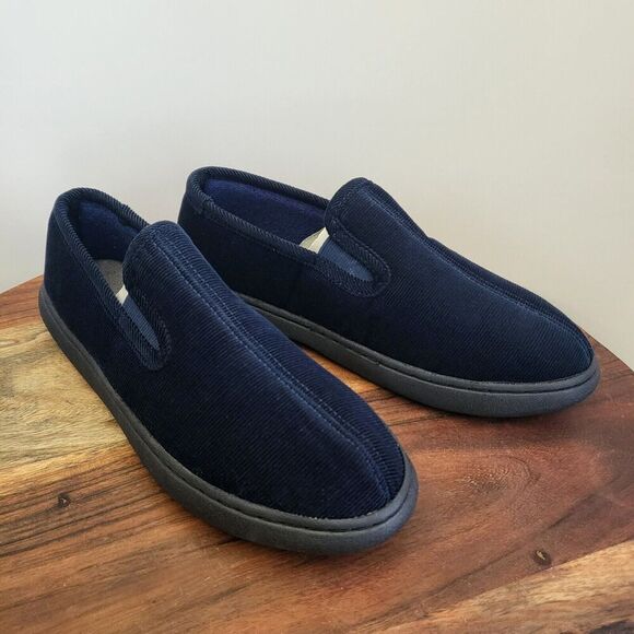 NWOT Hush Puppies Slippers Corduroy Navy Men's Size 8 - Picture 1 of 11